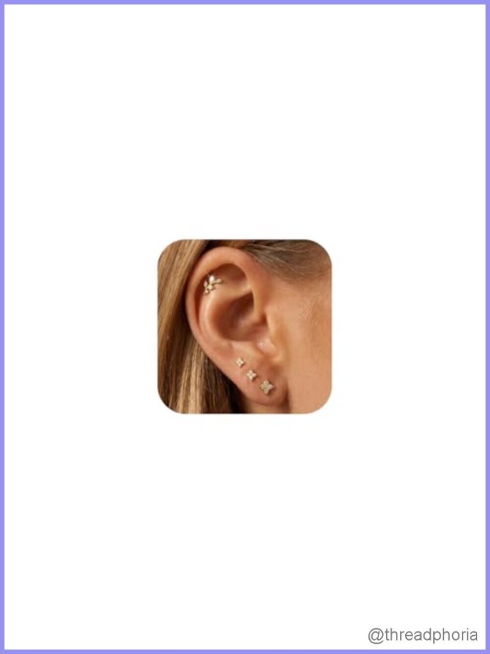 14K Gold Plated Hypoallergenic CZ Flower Stud Earrings Set
